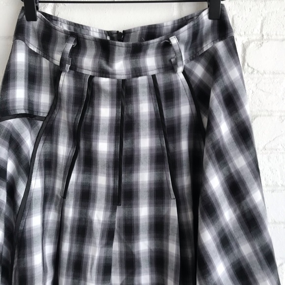 Ethyl black and white plaid midi skirt sZ 4 Medium - Picture 3 of 8